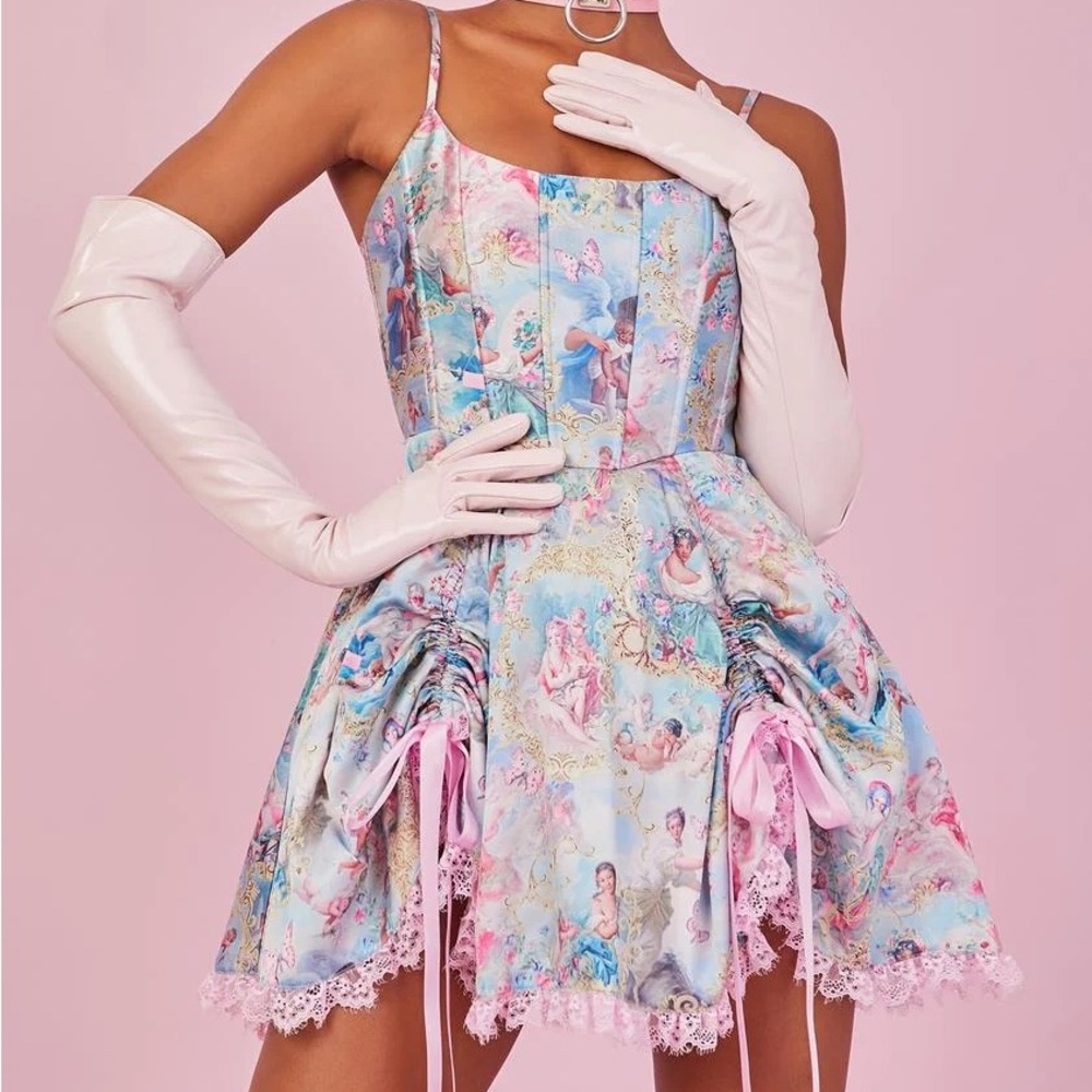 Dolls Kill Renaissance Printed Corset Dress